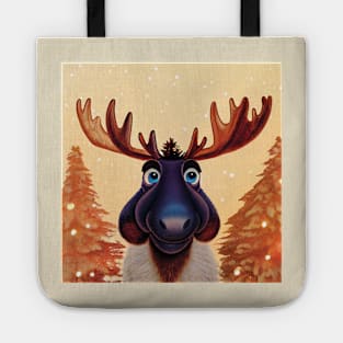 Christmas Moose in the snow Tote