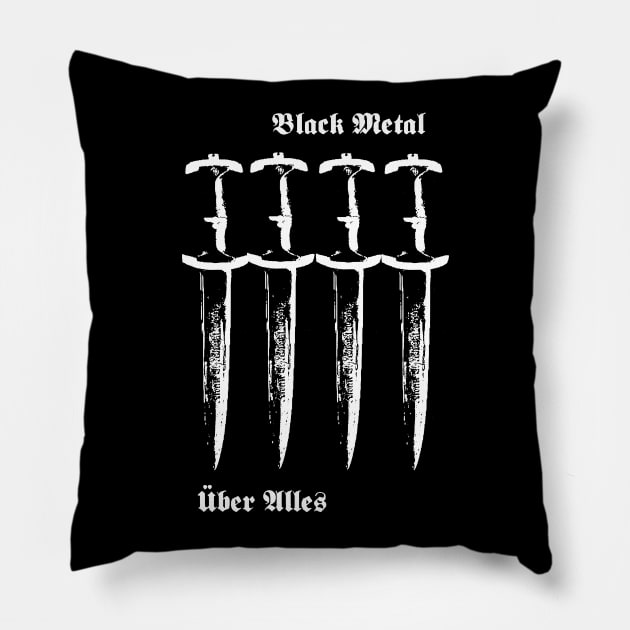 Black Metal Uber Alles t shirt thrash metal punk Pillow by TeeFection