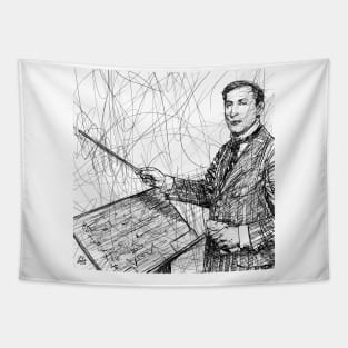 OSKAR FRIED ink portrait Tapestry