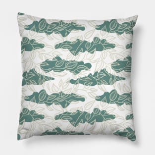 Minimalist Leaf Line Art Illustration as a Seamless Surface Pattern Design Pillow