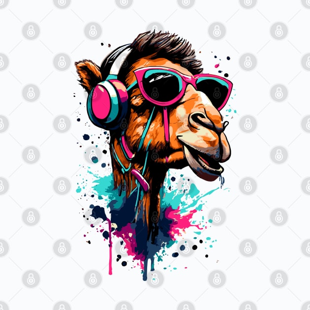 DJ Camel - Colourful Dromedary Camel Head by BigWildKiwi