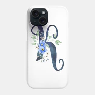 Floral Monogram K Wild Blue Flowers Phone Case