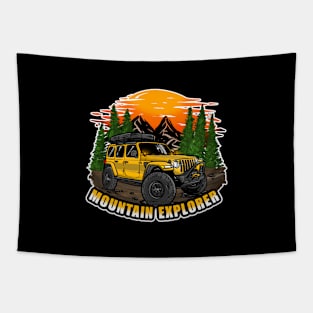 Mountain Explorer Yellow Jeep Wrangler Rubicon Tapestry