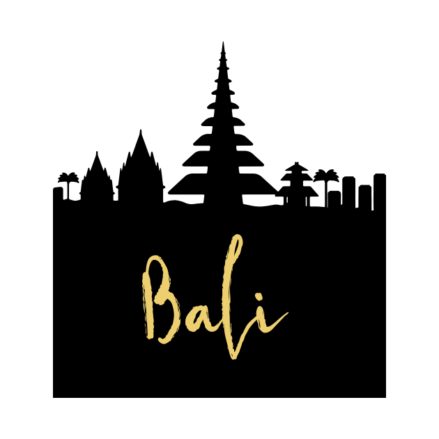 BALI INDONESIA DESIGNER SILHOUETTE SKYLINE ART by deificusArt