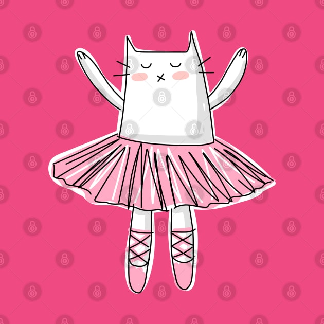 Pink Ballerina Cat by HappyCatPrints