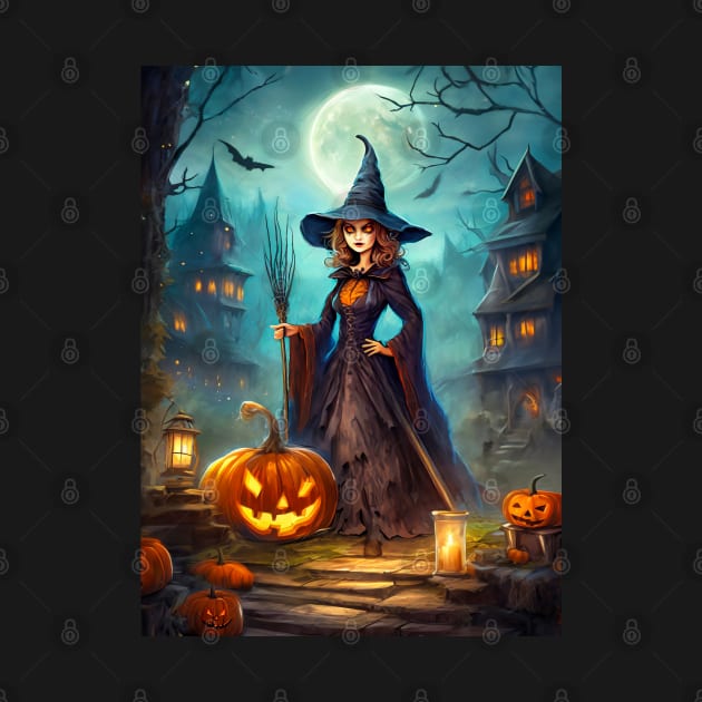 Halloween Scene - Witch by ArtFactoryAI