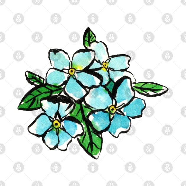 Serene Blue Forget-Me-Nots Floral Cluster Art by Ratna Arts