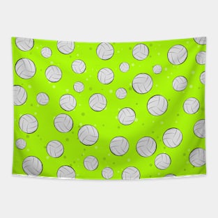 Volleyball Balls Seamless Pattern - Bright Green Background Tapestry