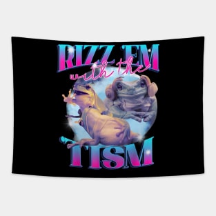 Rizz Em With The Tism Frog Funny Autism Awareness Meme Tapestry