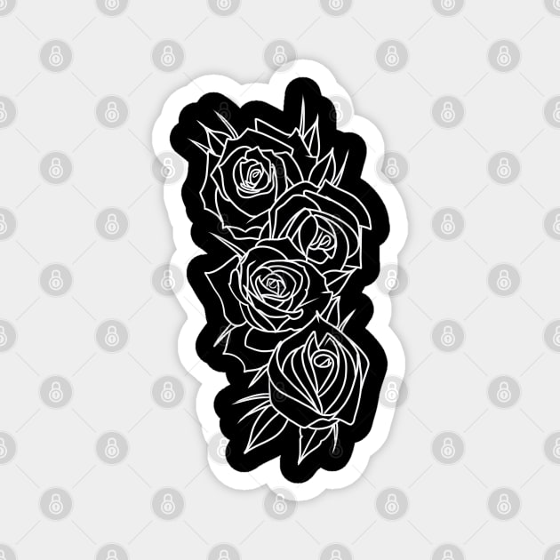 Bold Roses Blk Magnet by Scottconnick