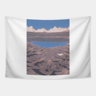 Askja Caldera in Central Highlands of Iceland WPA Art Deco Poster Tapestry