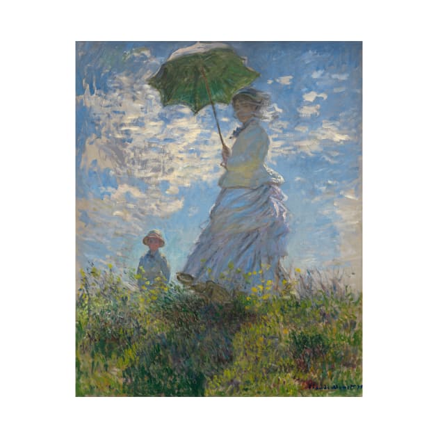 Woman with a Parasol - Madame Monet and Her Son by Claude Monet by Classic Art Stall