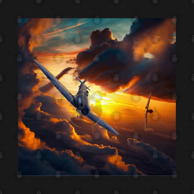 Spitfire Aircraft in the Sunset Aircraft art by CoolCarVideos