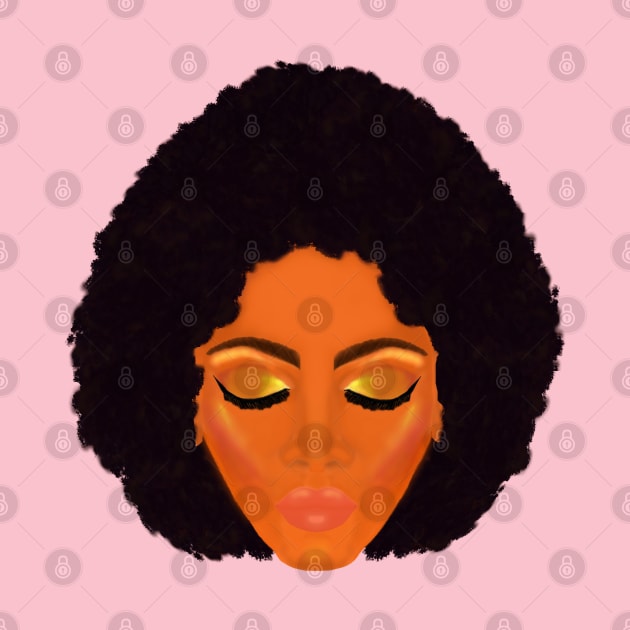 Chic Afro and Gold Makeup (Light Pink Background) by Art By LM Designs 