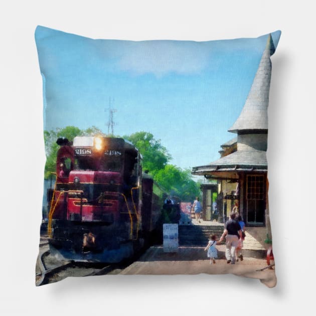 Trains - Catching the Train Pillow by SusanSavad