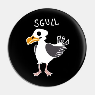Seagull Sgull / Skull (White) Pin