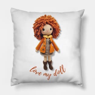 Handmade Wool Doll, Cozy and Cute - design 6 Pillow