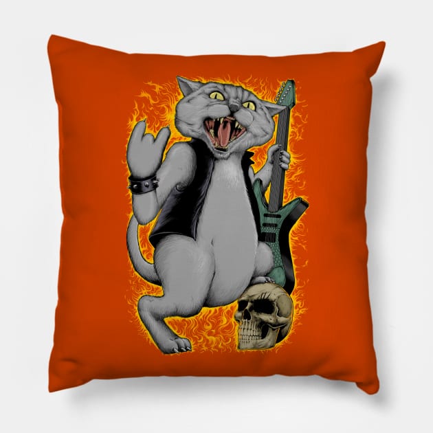 HEAVY METAL CAT Pillow by d.legoshin.art