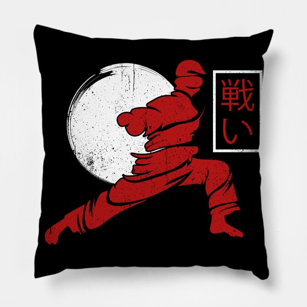 Karate Fighter Karate Pose Karate Kick Pillow by MzumO