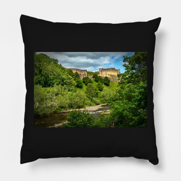 Richmond Castle Above The Swale Pillow by IanWL