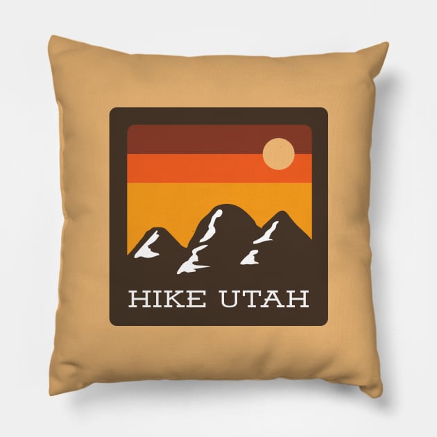 Hike Utah Retro Logo Pillow by HolidayShirts