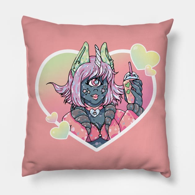 Chai Vaporwave Monster Girl Pillow by The Craft Coven