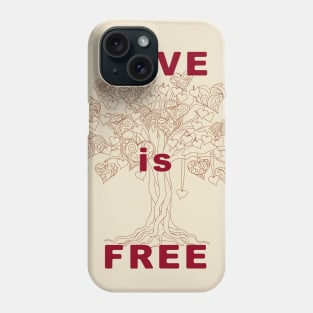 love is free with tree of hearts Phone Case