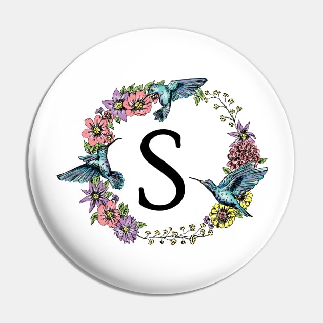 Monogram Frame Hummingbirds Letter S Pin by rachelsfinelines