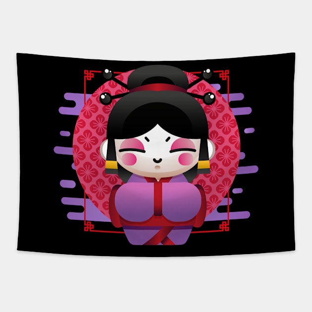 Geisha Kawaii Tapestry by RedOni Clothing