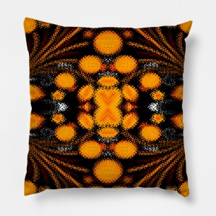 orange and black floral design pattern Pillow