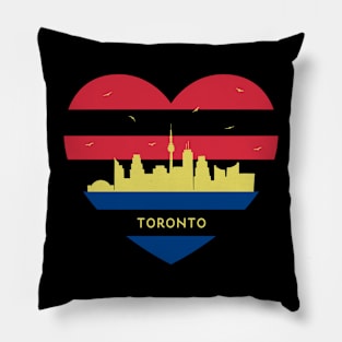 Canada Skyline cityscape Heart Shape Birds Flying Toronto Pillow