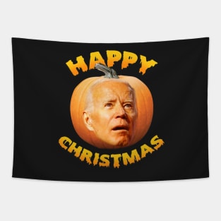 Funny Anti Joe Biden Happy Christmas Holiday Pumpkin Head Tapestry