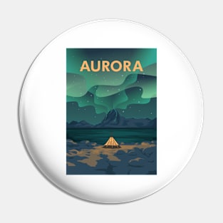 Camp night on aurora light Pin