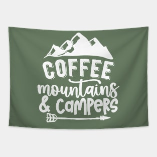 Coffee Mountains And Campers | Camping And Coffee Design Tapestry