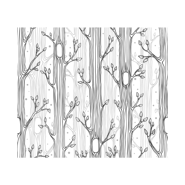 Seamless pattern with trees, grayscale by yulia-rb