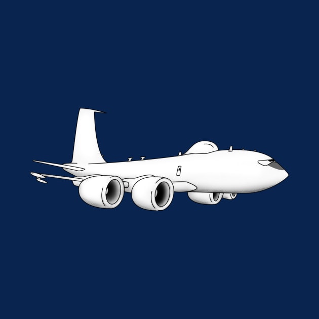 E-6 Mercury TACAMO Military Jet Aircraft Cartoon Illustration by hobrath