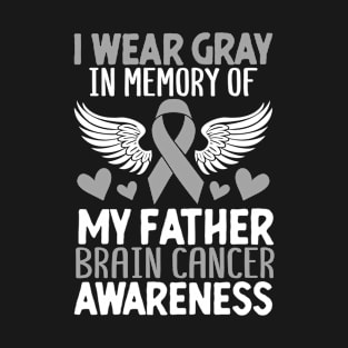 In Memory Of My Father Brain Cancer Dad Gray Ribbon T-Shirt