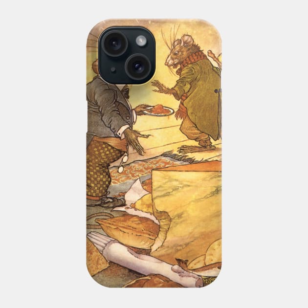 Vintage Aesop's Fable, Country Mouse and City Mouse Phone Case by MasterpieceCafe