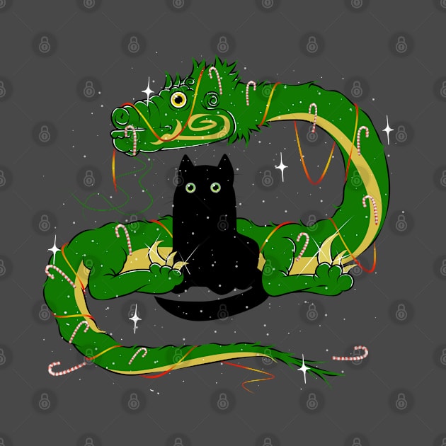 Funny cat and green dragon by svu