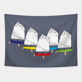 Optimist Sailing Dingies Racing Tapestry