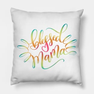 Blessed Mama Hand Lettered Pillow