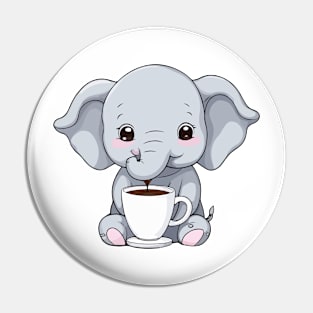 Elephant and Coffee Pin