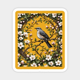 Mississippi Mockingbird And Magnolia Flowers 2 Magnet