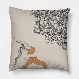 Minimalist Mandala Warrior Yoga Girl Pillow