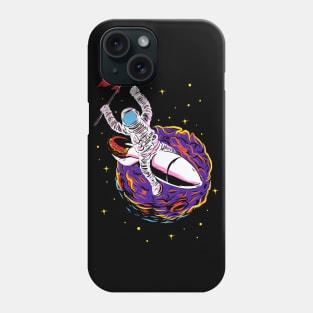 The flying Astronaut on a colourful Rocket Phone Case