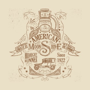 American Moonshine Vintage Whiskey Label T-Shirt