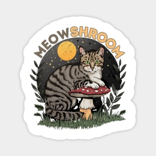 Meowshroom Madness: Cat on a Cosmic Adventure Magnet