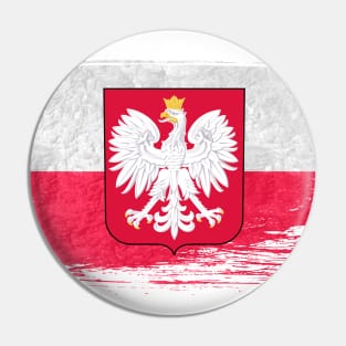 Poland flag - grunge brick stone Pin