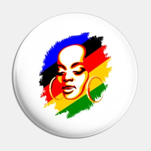 African Woman Face Print Template Pin