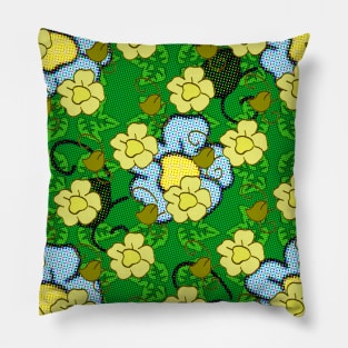 Floral pattern with voronoi and halftone details Pillow